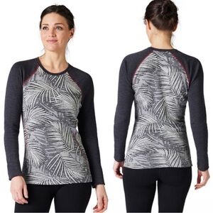 Smartwool womens Merino 250 Baselayer Crew palm leaf print top long sleeve